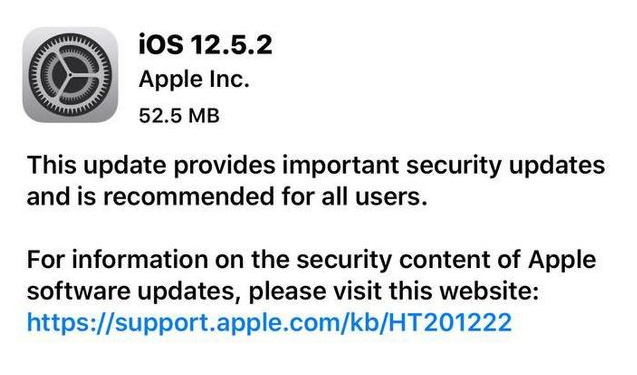 赤水苹果手机维修分享iOS12.5.2发布，建议所有老苹果用户安装 